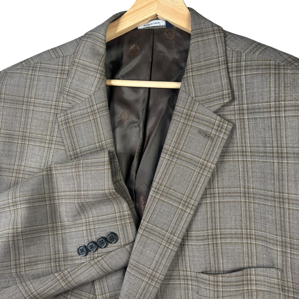 Ralph Ralph Lauren Mens 54R Tan Plaid Wool Blend Sport Coat Blazer NEVA12R2V400